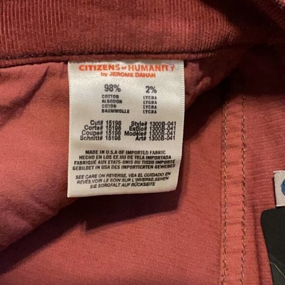 NWT Citizens of Humanity Cinnabar Rust Maroon Corduroy Skinny Jeans Fall Sz 24 - Picture 5 of 9